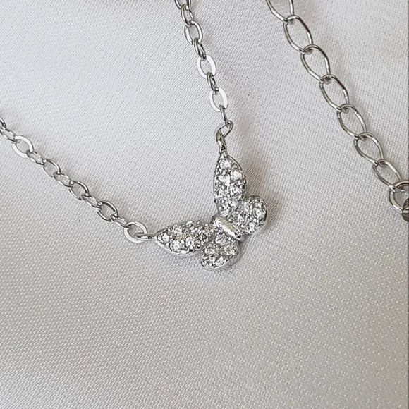 Pretty Silver Butterfly Necklace - Picture 3 of 4